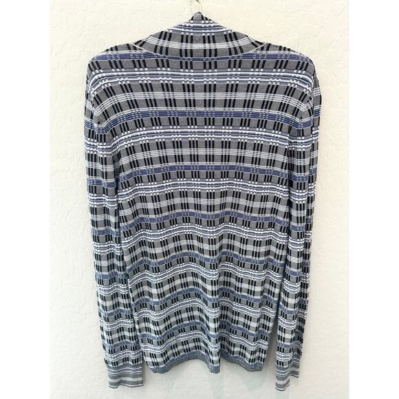 THEORY | Plaid Fitted Turtleneck Long Sleeve Sweater Top | Size Large - Picture 4 of 6